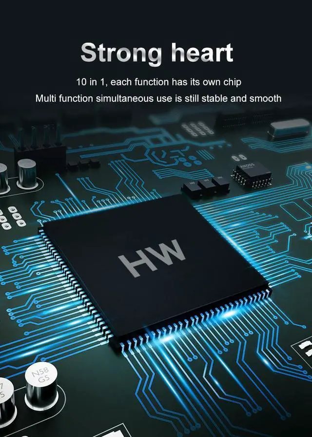 Alt view image 5 of 7 - VisiPower 10 in 1 Type-C to HDMI 4K@30Hz, VGA, USB 3.0*3 PD Charging, TF / SD Micro Card Reader, Gigabit RJ45 Port, 3.5mm Headphone Jack PC Mobile Phone Docking Station Extension Hub Converter Adaptor