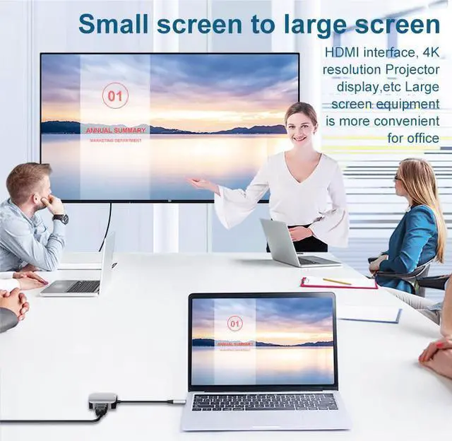 Alt view image 2 of 7 - VisiPower 2 In 1 Type-C / USB-C to HDMI 4K@30Hz & VGA Adapter Converter phone to HDTV + VGA,Type-C docking station to HDMI+VGA expansion Hub 4K laptop 2-in-1 Converter adapter cable