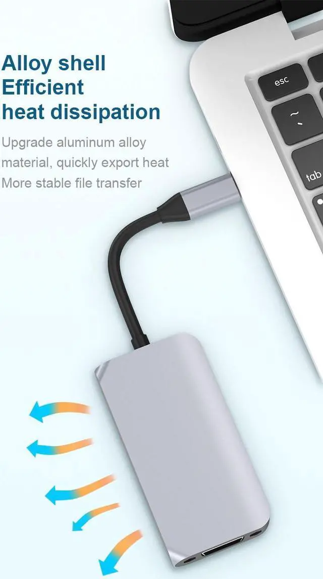 Alt view image 4 of 7 - VisiPower 4 in 1 Type-C  / USB-C to HDMI 4K@30Hz + PD Charging + USB 3.0 + VGA Extension Adapter Converter, PC Mobile Phone laptop 4-in-1 Docking Station Extension Hub Converter Adaptor Cable
