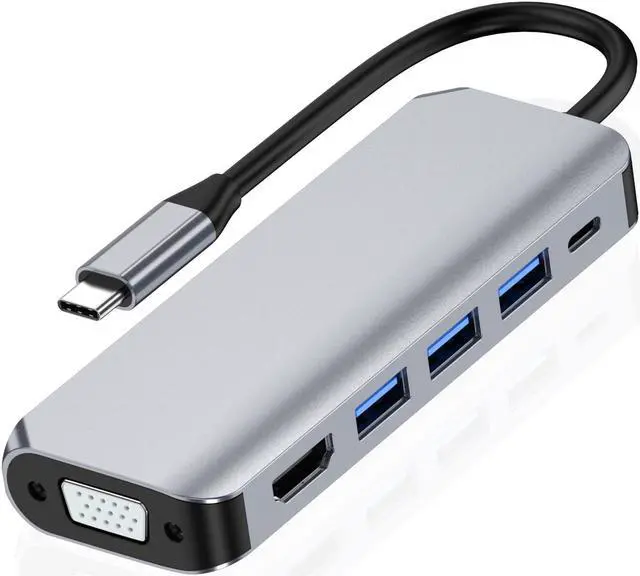 Main image of VisiPower 6 in 1 Type-C /USB-C to HDMI 4K@30Hz + PD Charging + USB 3.0*1 + USB 2.0*2 + VGA Extension Adapter Converter PC Mobile Phone laptop 6-in-1 Docking Station Extension Hub Converter Cable