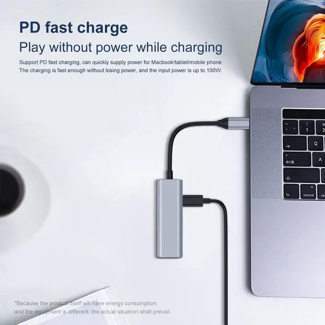 Alt view image 5 of 7 - VisiPower 3 In 1 Type-C / USB-C to HDMI 4K@30Hz & PD Charging & USB 3.0 Extension hub Adapter Converter, Type-C docking station to expansion Hub 4K laptop 3-in-1 wired same screen adapter cable