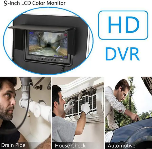 Alt view image 11 of 14 - VisiPower Draining plumbing,Wall,Wire inspection/ Sewer Pipe Camera/Pipeline Industrial Endoscope/9" Monitor/DVR video recording/12PCS LED Lights /16GB SD Card/8 hours continuous use/30m Cable length