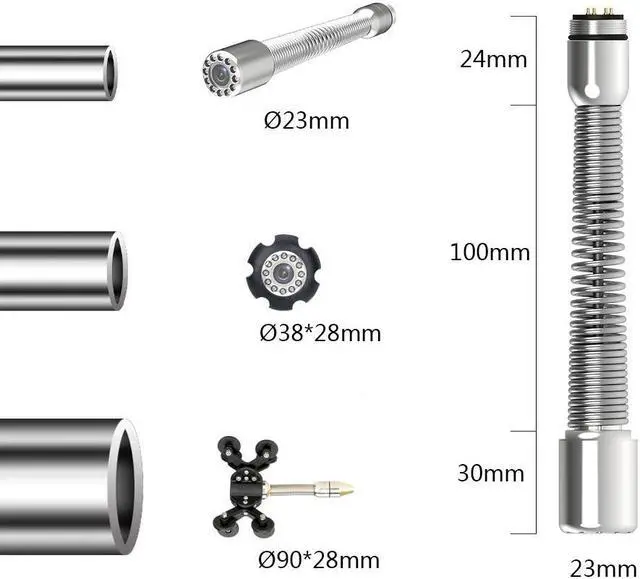 Alt view image 13 of 14 - VisiPower Draining plumbing,Wall,Wire inspection/ Sewer Pipe Camera/Pipeline Industrial Endoscope/9" Monitor/DVR video recording/12PCS LED Lights /16GB SD Card/8 hours continuous use/30m Cable length