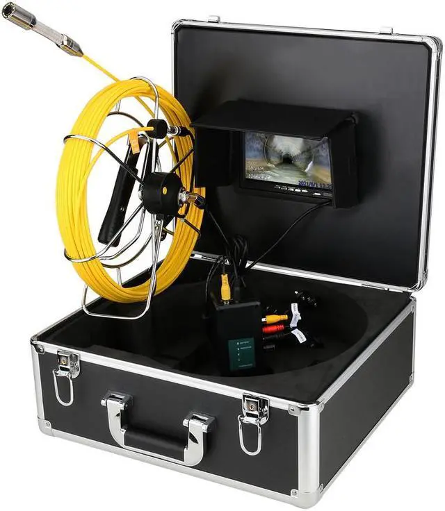 Alt view image 8 of 14 - visiPower Sewer Pipe Drain Pipe Pipeline Inspection Camera Industrial Endoscope System 7" display, Meter Counter, Waterproof 12PCS LED Lights for home Blocked draining plumbing Cable length 20m/65ft