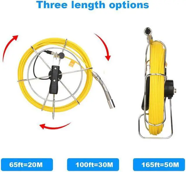 Alt view image 11 of 14 - VisiPower Sewer Pipe Drain Pipe Pipeline Inspection Camera Industrial Endoscope System 9" display, Meter Counter, IP68 12PCS LED Lights for home Blocked draining plumbing Cable length 50m/164ft