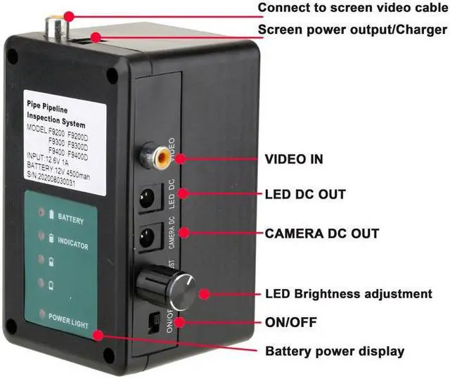 Alt view image 10 of 14 - VisiPower Sewer Pipe Drain Pipe Pipeline Inspection Camera Industrial Endoscope System 9" display, Meter Counter, IP68 12PCS LED Lights for home Blocked draining plumbing Cable length 50m/164ft