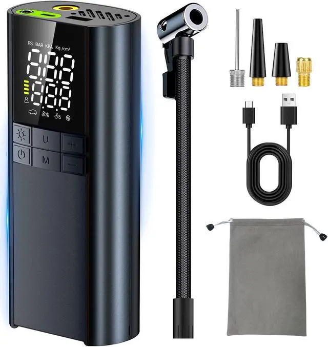 Main image of VisiPower Tire Inflator Portable Air Compressor, 8000mAh Battery 150PSI Smart Electric tire Air Pump LCD screens digital pressure gauge auto shut-off for Car Bike Moto Ball Inflatables air pump
