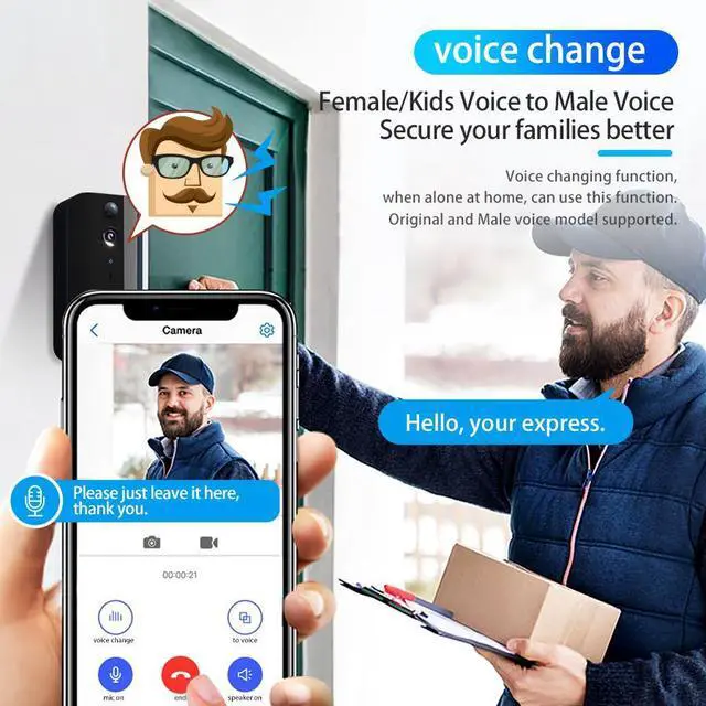 Alt view image 5 of 7 - VisiPower Wireless Doorbell Camera with 4000mAh Battery & Chime,  Motion Detection Smart Doorbell, Night Vision /Visitor Capture/Security WiFi Video Doorbell, Local/Cloud Storage No Subscription