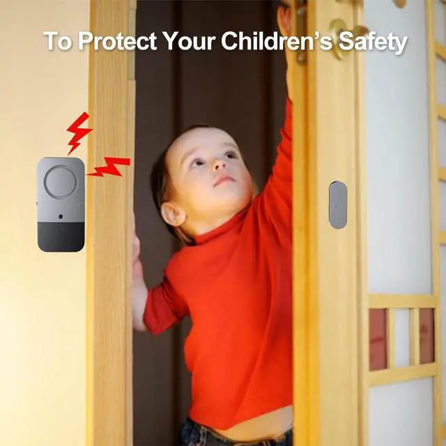 Alt view image 4 of 7 - Portable Door Window Alarm, 120DB Door Alarms, Door Magnetic Strip Home Security Sensor Easy to Install on/Off LED Indication Burglar Anti-Theft for Home Apartment Room Store Kids Safety