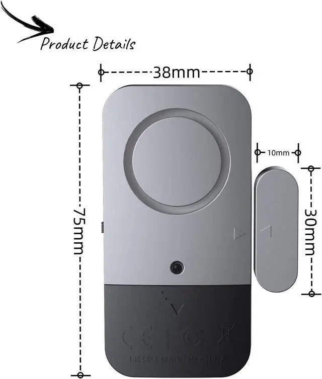 Alt view image 2 of 7 - Portable Door Window Alarm, 120DB Door Alarms, Door Magnetic Strip Home Security Sensor Easy to Install on/Off LED Indication Burglar Anti-Theft for Home Apartment Room Store Kids Safety