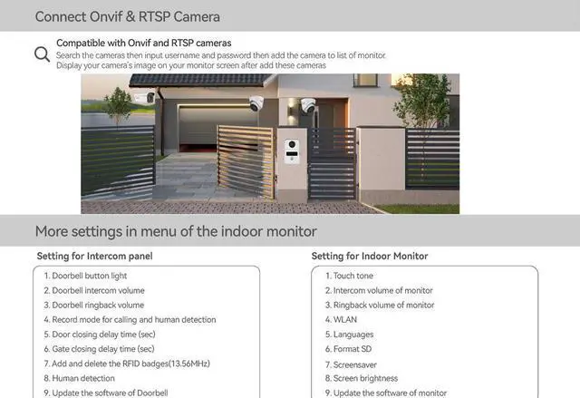 Alt view image 5 of 7 - 2pin-Wired 2MP HD Indoor 7" WiFi Monitor Smart Home Video Doorbell Intercom System, Remote APP Phone Unlock Video Record Motion Detect 2-Way Talk IR Camera Black Door Bell 1x doorbell + 1x 7" Screen
