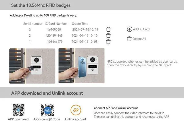 Alt view image 4 of 7 - 2pin-Wired 2MP HD Indoor 7" WiFi Monitor Smart Home Video Doorbell Intercom System, Remote APP Phone Unlock Video Record Motion Detect 2-Way Talk IR Camera Black Door Bell 1x doorbell + 2x 7" Screen