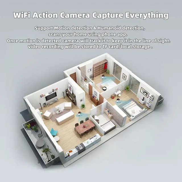 Alt view image 5 of 7 - Movable 2MP+2MP Dual Lens Dual Screen Pet Robot WiFi Smart Home Security Camera P 360°/T 90° Rotation with Battery 2 Way Audio Motion Detection Alerts Full Color Night Vision Cat Dog Camera