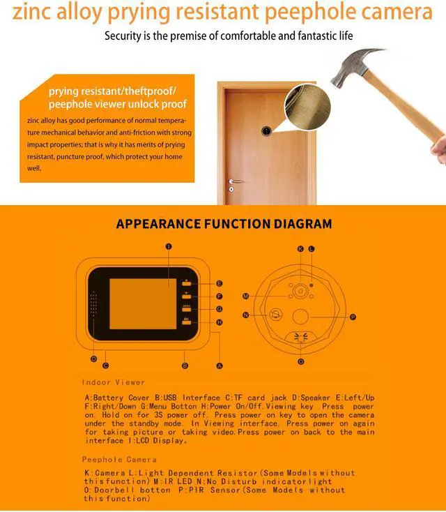 Alt view image 6 of 7 - Danmini Q8 2.4inch Color Screen No Disturb Peephole Viewer