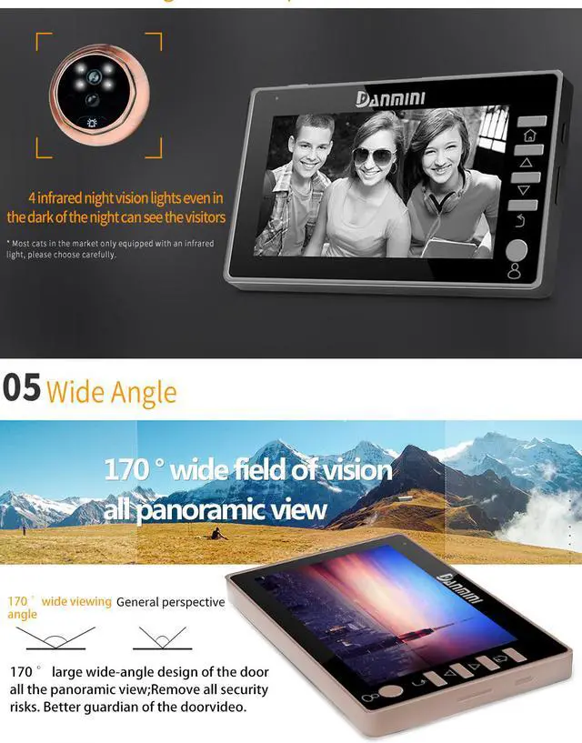 Alt view image 4 of 7 - 3MP 4.5" Color Screen 170 degrees wide angle Doorbell No Disturb Peephole Viewer