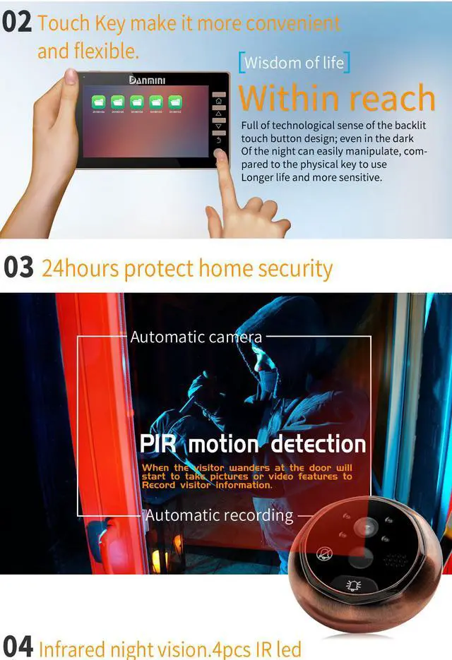 Alt view image 6 of 7 - 3MP 4.5" Color Screen 170 degrees wide angle Doorbell No Disturb Peephole Viewer