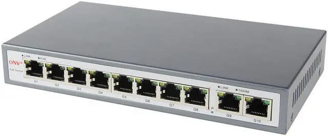 Alt view image 3 of 5 - 10-Port Gigabit PoE Switch with 8 Gigabit PoE Ports  automatic adjustment RJ45 ports Support PoE Standard IEEE 802.3af/at