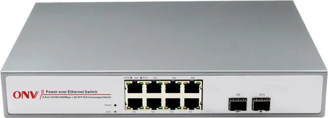 Main image of 10-port 10/100/1000M PoE Switch with 8x 10/100/1000Base-T RJ45 Ethernet ports support Auto MDI/MDI-X