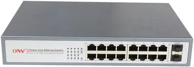 Main image of 18-Port Ethernet Switch with 16 10/100/1000M Ports and 2 Gigabit SFP Ports Built-in power supply