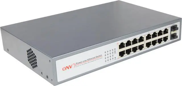 Alt view image 4 of 5 - 18-Port Ethernet Switch with 16 10/100/1000M Ports and 2 Gigabit SFP Ports Built-in power supply