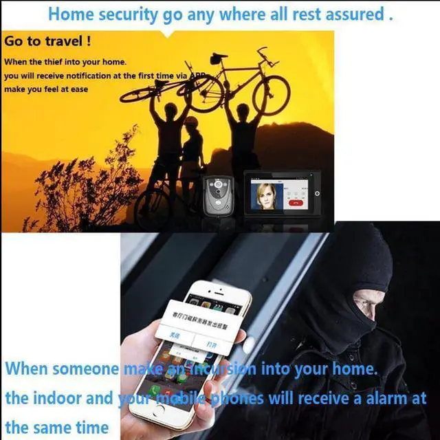 Alt view image 6 of 6 - 7inch HD digital monitor Smart Wifi wireless video intercom doorbell with burglar alarm access control