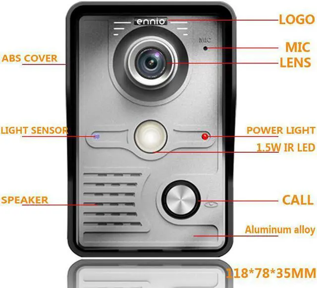 Alt view image 3 of 7 - 7 inch TFT LCD Monitor Color Video Door Phone Intercom Doorbell System IR Outdoor Camera Doorphone