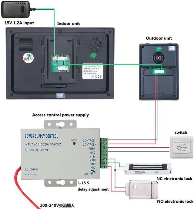 Alt view image 5 of 7 - 7 inch 2 Monitors Wired /Wireless Wifi Video Door Phone Doorbell Intercom System with  IR-CUT HD 1000TVL Wired Camera Night Vision,Support Remote APP