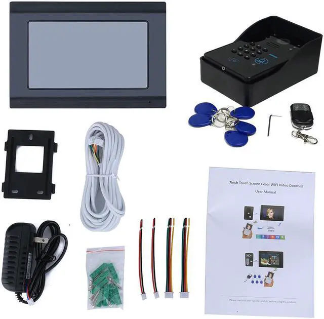 Alt view image 3 of 6 - 7inch TFT LCD Wired Wifi RFID Password Video Door Phone Doorbell Intercom Entry System with IR-CUT 1000TVL Wired Camera Night Vision Remote APP