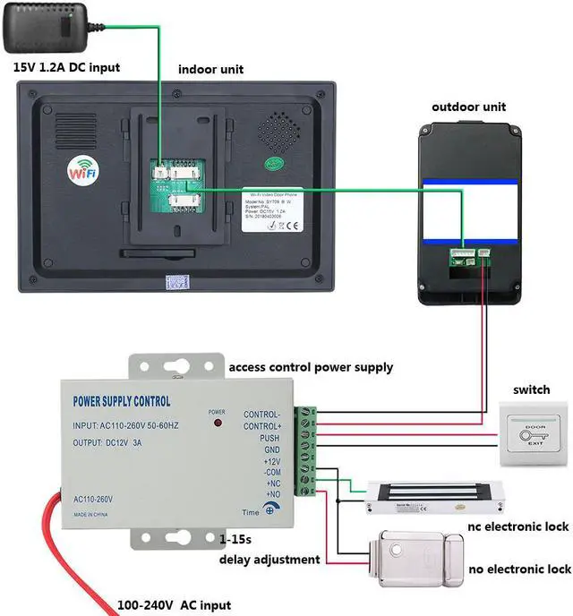 Alt view image 3 of 6 - 7inch 3 Monitors Wired / Wireless Wifi RFID Password Video Door Phone Doorbell Intercom with IR-CUT 1000TVL Wired Camera Remote APP unlocking