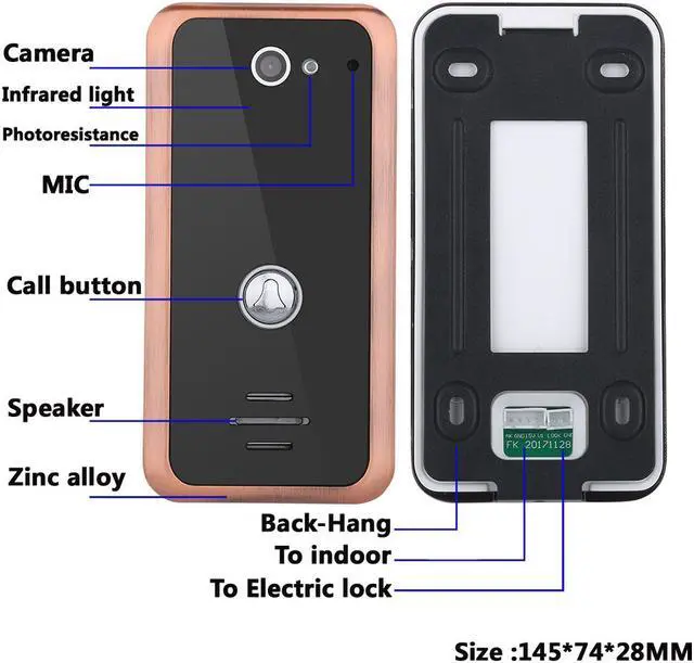Alt view image 3 of 7 - 7inch 3 Monitors Wired Wifi Video Door Phone Doorbell Intercom Entry System with 1000TVL Wired Camera Night Vision Support Remote APP intercom/unlocking/Recording/Snapshot