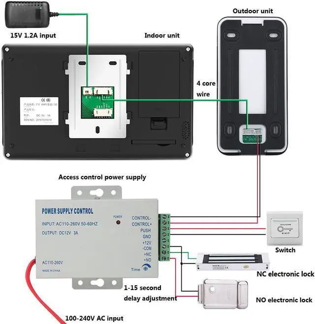 Alt view image 6 of 7 - 7inch 3 Monitors Wired Wifi Video Door Phone Doorbell Intercom Entry System with 1000TVL Wired Camera Night Vision Support Remote APP intercom/unlocking/Recording/Snapshot