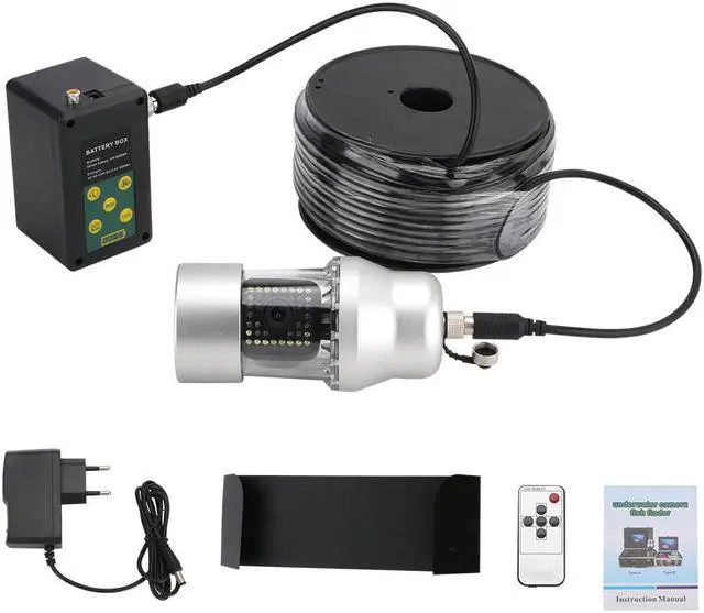 Alt view image 2 of 7 - VisiPower 9" Monitor Underwater Fishing Video Camera Fish Finder IP68 Waterproof 38 LEDs 360 Degree Rotating Camera, Cable Length 50m/164ft Camera