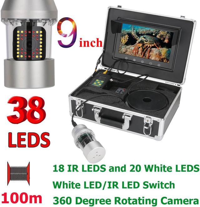 9 Inch 100m Underwater Fishing Video Camera Fish Finder IP68 Waterproof 38  LEDs 360 Degree Rotating Camera 