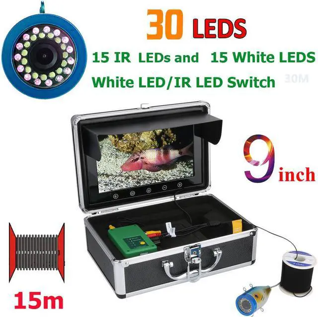 Main image of VisiPower 9 Inch 15M 1000TVL Fish Finder Underwater Fishing Camera 15pcs White  LEDs + 15pcs Infrared Lamp For Ice/Sea/River Fishing, Cable Length 15m/49ft