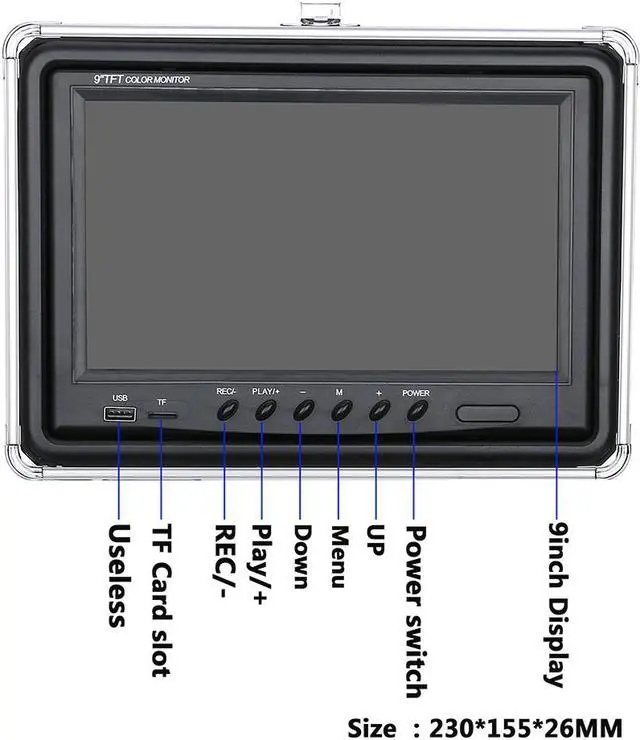 Alt view image 3 of 7 - VisiPower 9 Inch DVR Video Recording 1000TVL Fish Finder Underwater Fishing Camera 15pcs White  LEDs + 15pcs Infrared Lamp For Ice/Sea/River Fishing, Cable Length 30m/98ft