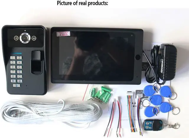 Alt view image 3 of 7 - 7inch Wired / Wireless Wifi Fingerprint RFID Password Video Door Phone Doorbell Intercom with 1000TVL Wired Camera
