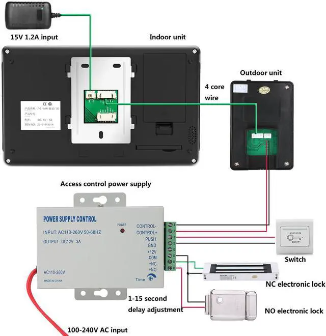 Alt view image 7 of 7 - 7inch Wireless/Wired Wifi IP Video Door Phone Doorbell Intercom with 1000TVL Wired Camera Night Vision Support Remote APP unlocking/Recording/Snapshot