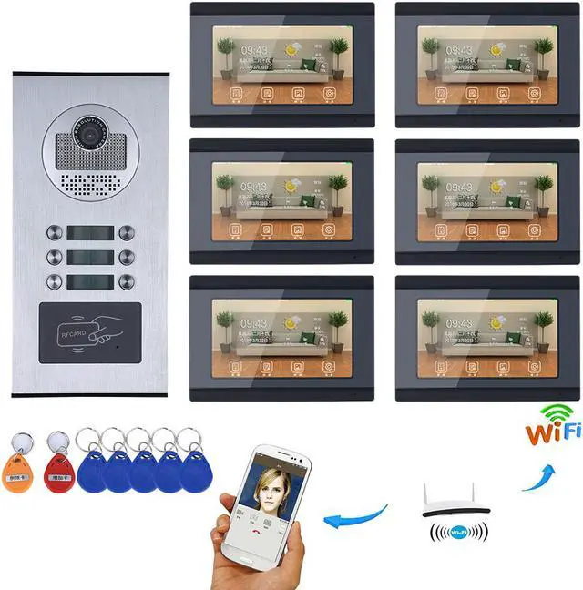 Main image of 7inch Record Wired Wifi 6 Apartment/Family Video Door Phone Intercom System Camera Doorbell