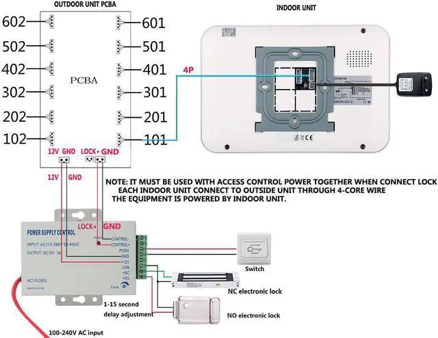 Alt view image 6 of 7 - 6 Units Apartment Doorbell, 7" LCD Monitor Wired Door RFID Multi-family Doorbell Home Apartment Video Intercom System, Monitor Control Unlocking, 2-Way Audio for Home Apartment, 1 doorbell + 6 monitor