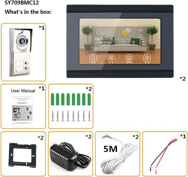 Alt view image 5 of 7 - IR-CUT HD 1000TVL Camera Doorbell Camera 7inch Wifi 2 Apartments Video Door Phone Intercom System