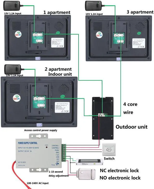Alt view image 7 of 7 - IR-CUT HD 1000TVL Camera Doorbell Camera 7inch Wifi 2 Apartments Video Door Phone Intercom System