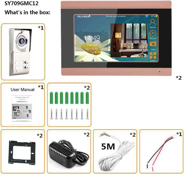 Alt view image 6 of 7 - 7inch Record wireless Wifi 2 Apartments Video Door Phone Intercom System IR-CUT HD 1000TVL Camera Doorbell with 2 button 2 Monitor Waterproof