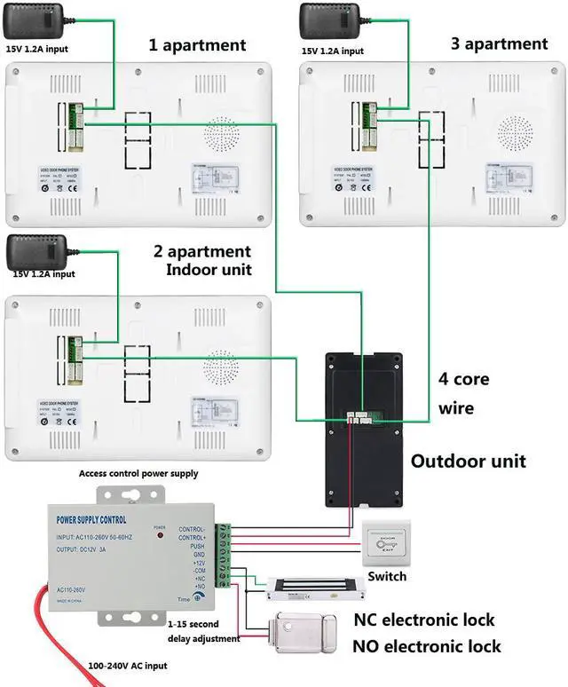 Alt view image 5 of 7 - 7inch TFT 2 Apartments Video Door Phone Intercom System IR-CUT HD 1000TVL Camera Doorbell Camera with 2 button 2 Monitor Waterproof