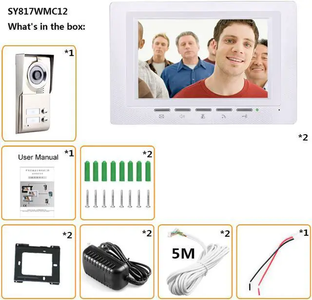 Alt view image 6 of 7 - 7inch 2 Apartments Video Door Phone Intercom System IR-CUT HD 1000TVL Camera Doorbell Camera with 2 button 2 Monitor Waterproof
