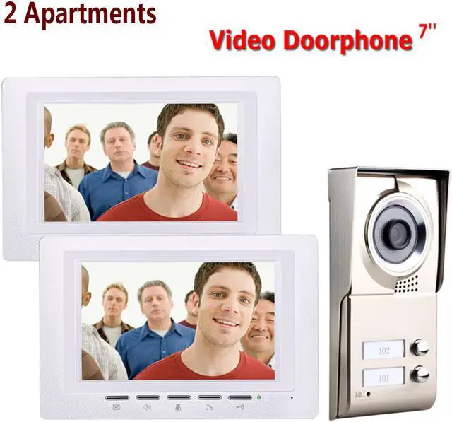 Main image of 7inch 2 Apartments Video Door Phone Intercom System IR-CUT HD 1000TVL Camera Doorbell Camera with 2 button 2 Monitor Waterproof