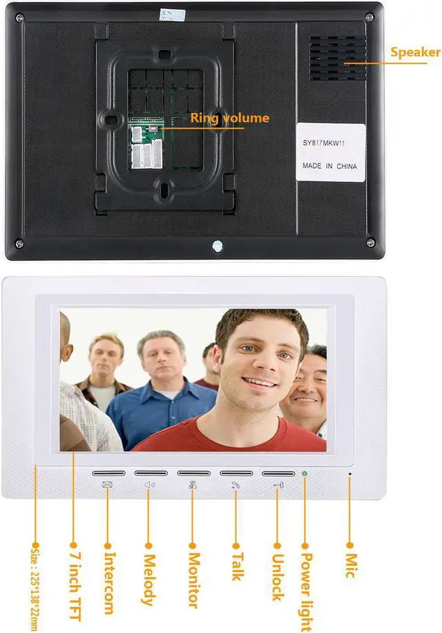 Alt view image 2 of 7 - 7inch 2 Apartments Video Door Phone Intercom System IR-CUT HD 1000TVL Camera Doorbell Camera with 2 button 2 Monitor Waterproof
