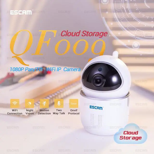 Main image of ESCAM WIFI QF009 3.6MM 1080P Auto IR Control H.264 IR Dynamic IP Camera  Support email alarm and APP push