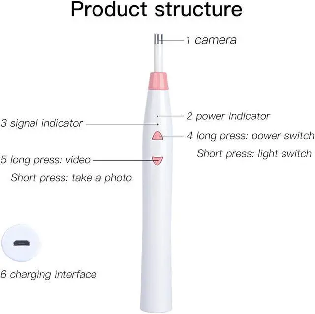Alt view image 3 of 7 - Wireless Ear Cleaning Endoscope 6 LED Digital Ear Otoscope Inspection Camera 1.0MP  for iPhone Android, iPad ,IOS PC