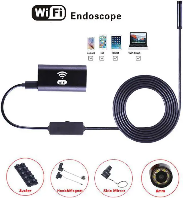 Alt view image 6 of 7 - 10MM 8MM Len 70° WiFi Endoscope Detection Camera Adjustable LED lights waterproof IP67