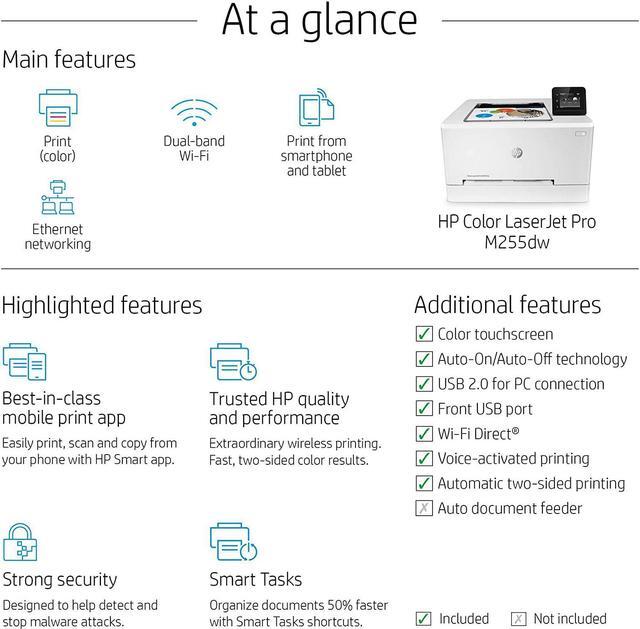Alt view image 2 of 6 - HP Color Laserjet Pro M255dw Wireless Laser Printer, Remote Mobile Print, Duplex Printing (7KW64A), White, One Size (7KW64A#BGJ) (Renewed)